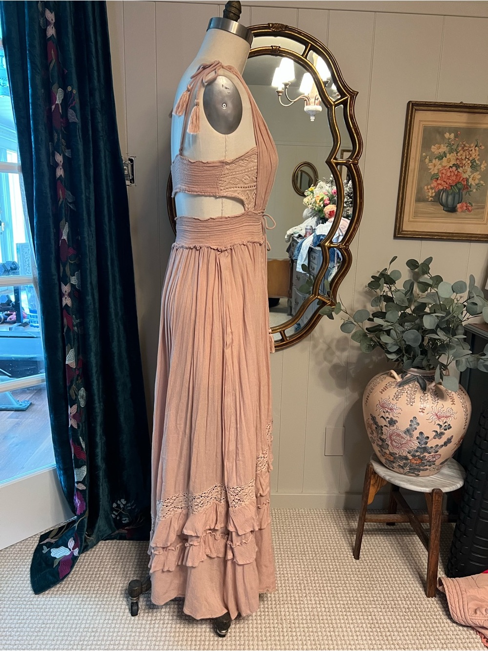 Free People Dusty Rose Lace-Trim Maxi Dress - Picture 6 of 10